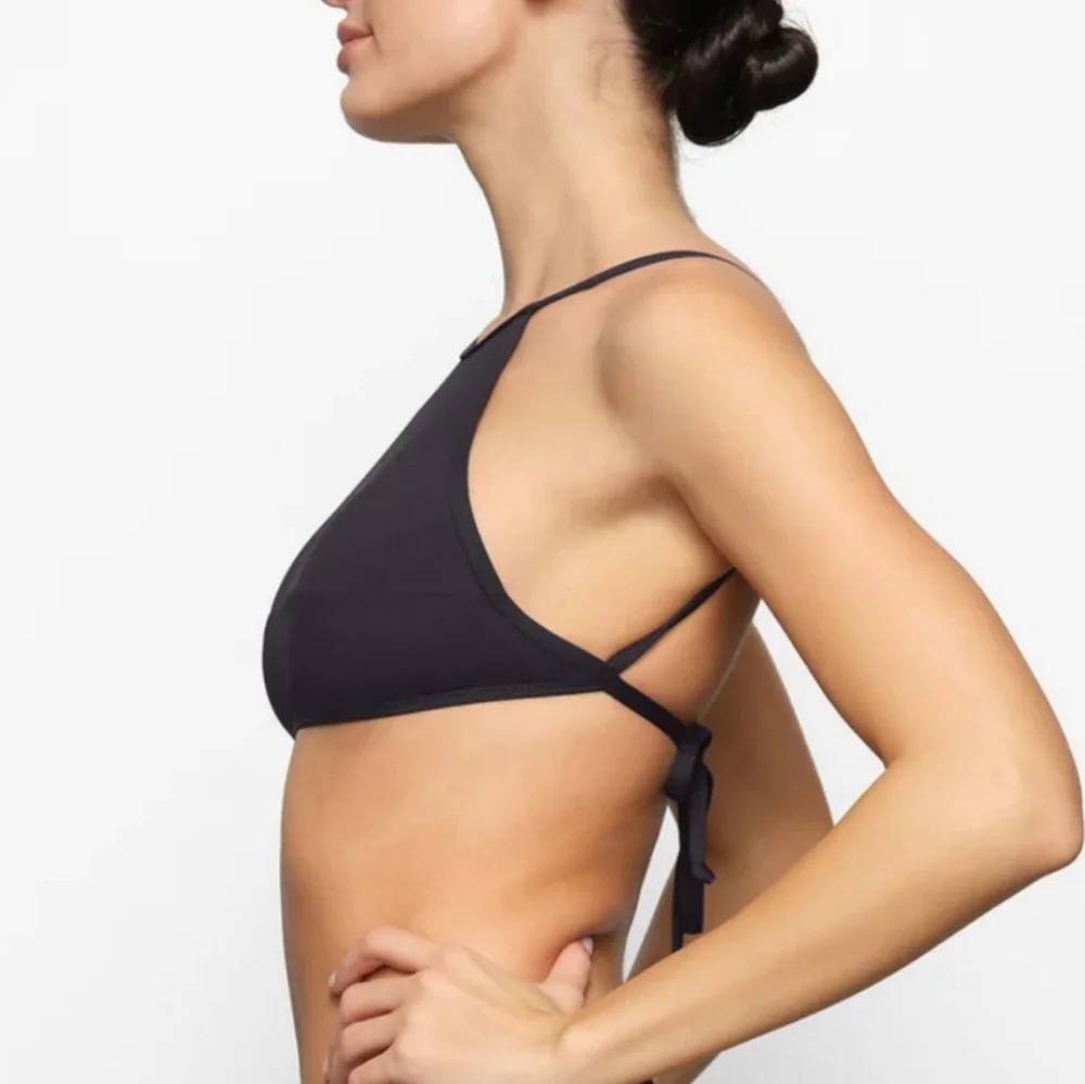 Skims Swim High Neck Back-tie Top - Cocoa